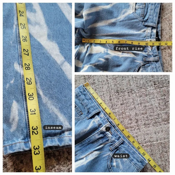 Lioness Tie-Dye Split Hem High Rise Straight Leg Jeans Size 2 Tall 100% Cotton - Picture 10 of 10